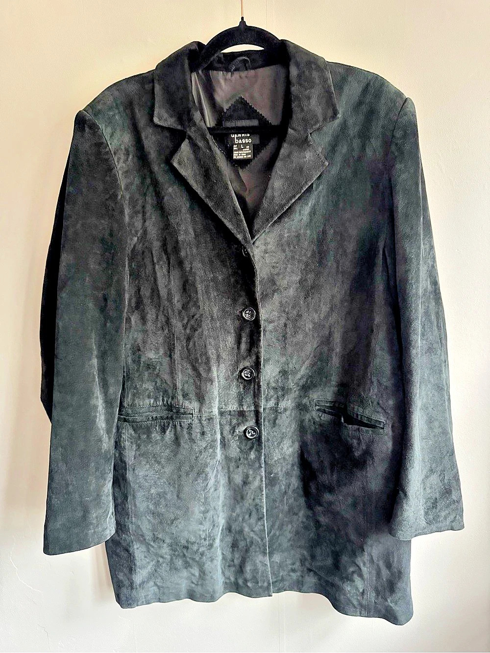 Dennis Basso Suede Leather Jacket in Black Size Large